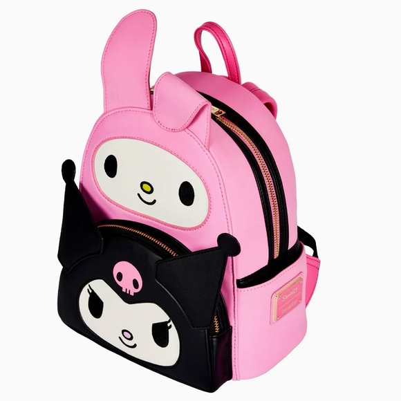 Loungefly Handbags - Sanrio Loungefly My Melody & Kuromi pink & black glittery faces mini backpack
